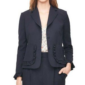 Rebecca Taylor Navy Ruffle “Spring Suiting” Blazer